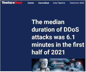 VentureBeat coverage on the median duration of DDoS attacks