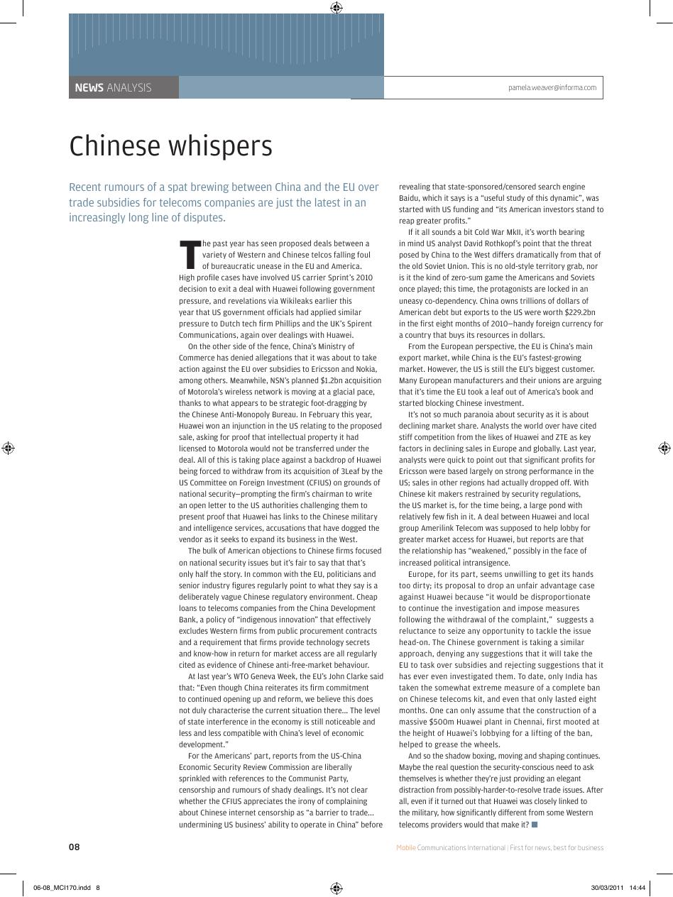 Chinese whispers telecoms analysis